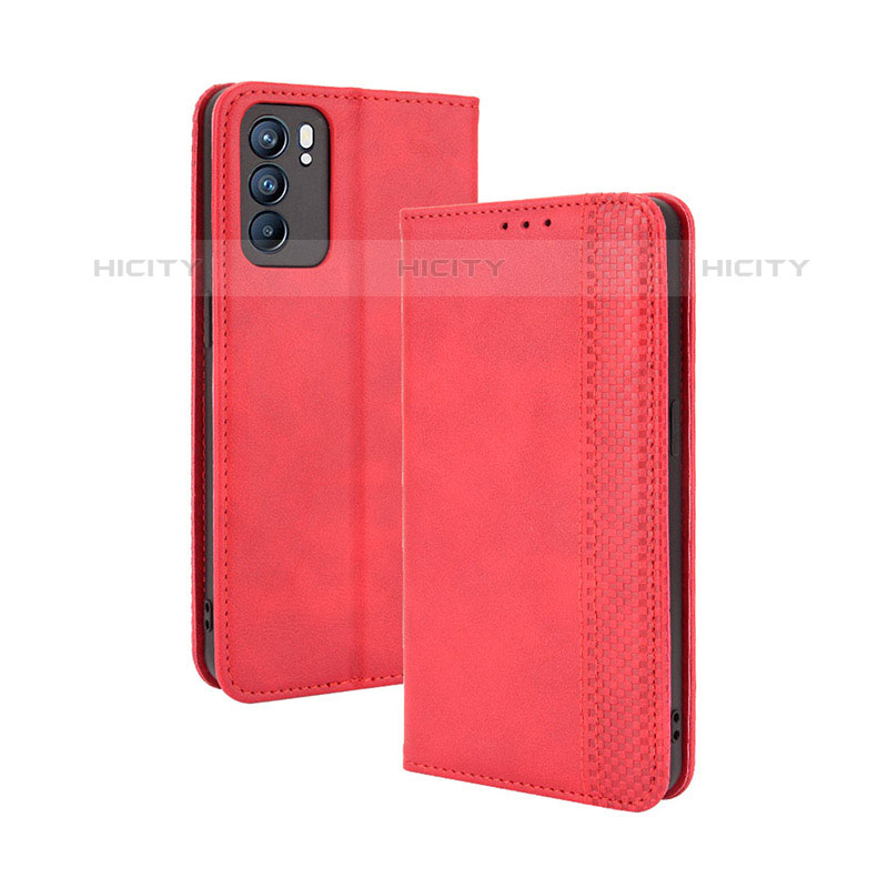 Handytasche Stand Schutzhülle Flip Leder Hülle BY4 für Oppo Reno6 5G Rot