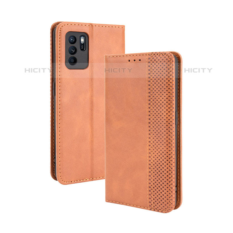 Handytasche Stand Schutzhülle Flip Leder Hülle BY4 für Oppo Reno6 Z 5G Braun