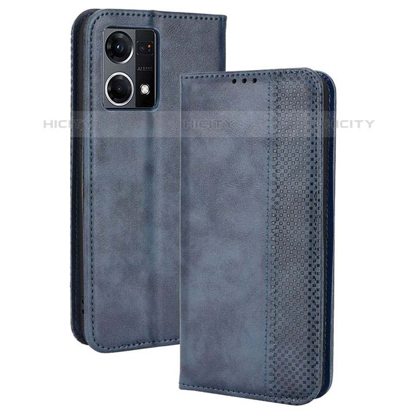 Handytasche Stand Schutzhülle Flip Leder Hülle BY4 für Oppo Reno8 4G Blau