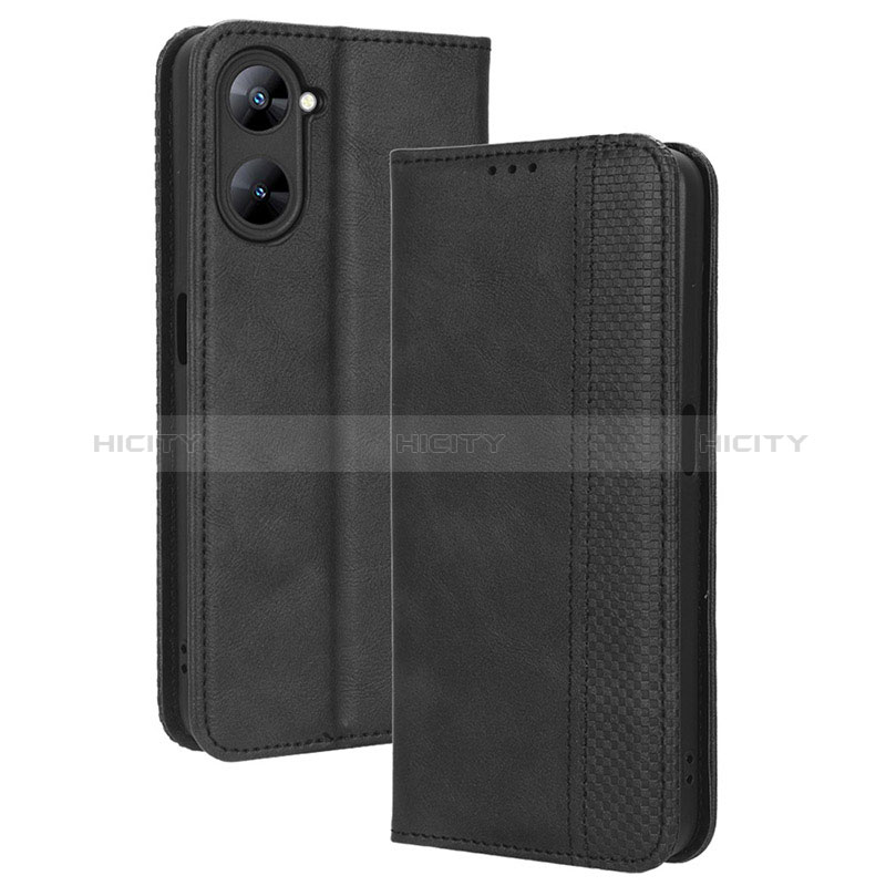 Handytasche Stand Schutzhülle Flip Leder Hülle BY4 für Realme 10S 5G Schwarz Plus