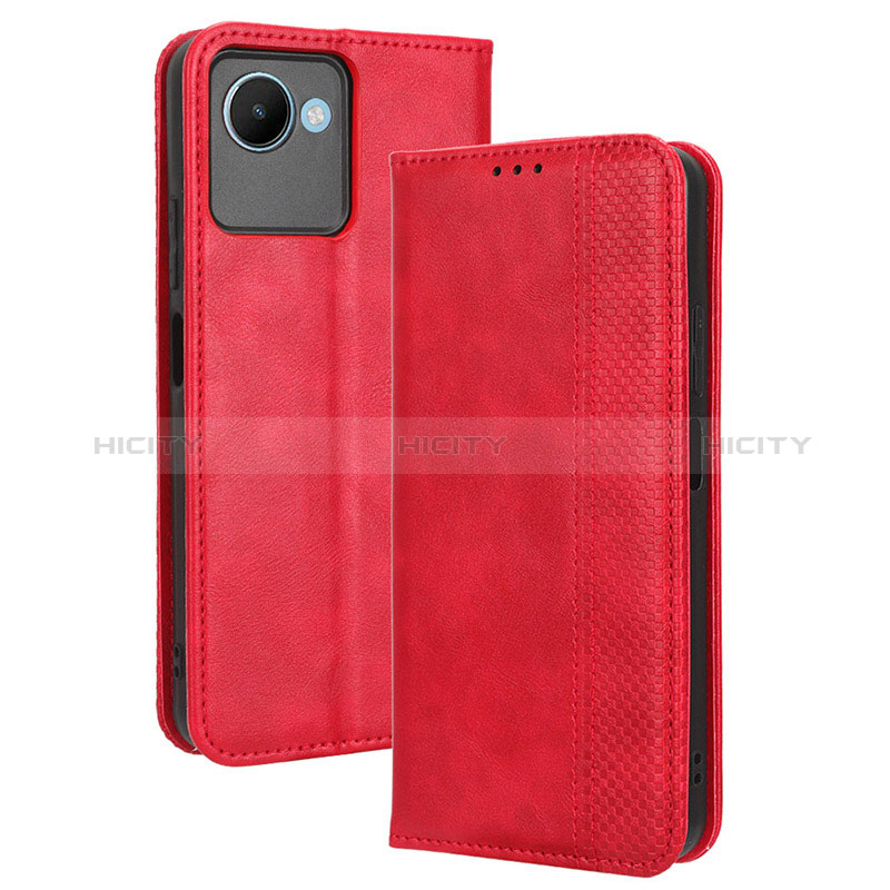 Handytasche Stand Schutzhülle Flip Leder Hülle BY4 für Realme C30 Rot