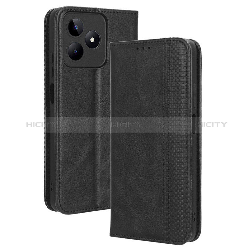 Handytasche Stand Schutzhülle Flip Leder Hülle BY4 für Realme C51 Schwarz Plus