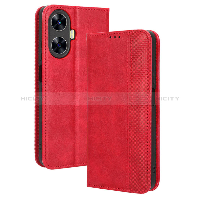 Handytasche Stand Schutzhülle Flip Leder Hülle BY4 für Realme C55 Rot