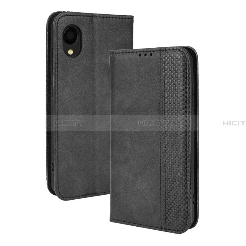 Handytasche Stand Schutzhülle Flip Leder Hülle BY4 für Samsung Galaxy A22 5G SC-56B Schwarz