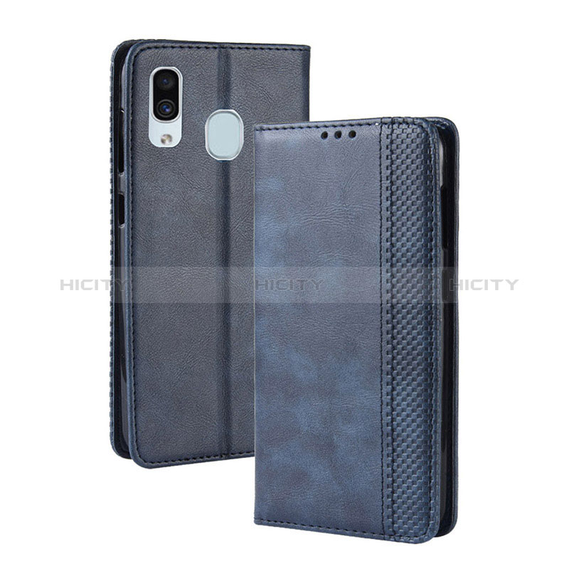 Handytasche Stand Schutzhülle Flip Leder Hülle BY4 für Samsung Galaxy A40 Blau