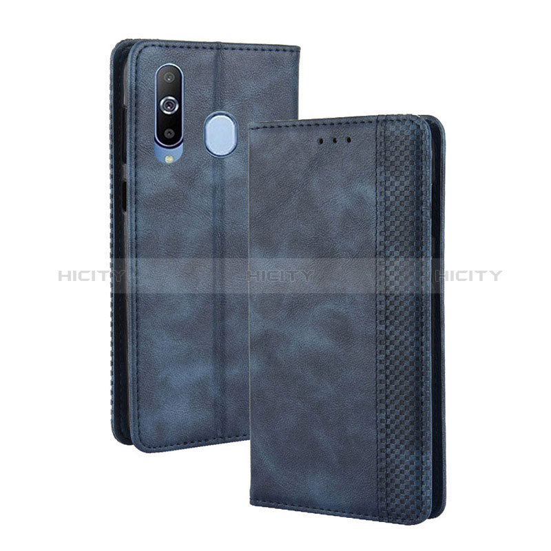 Handytasche Stand Schutzhülle Flip Leder Hülle BY4 für Samsung Galaxy A60 Blau