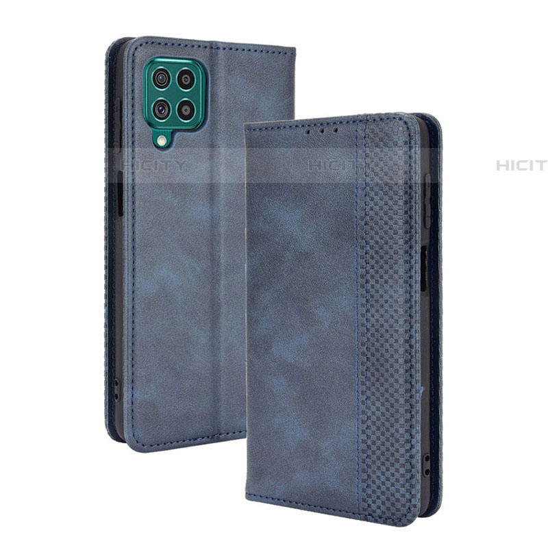 Handytasche Stand Schutzhülle Flip Leder Hülle BY4 für Samsung Galaxy F62 5G Blau Plus