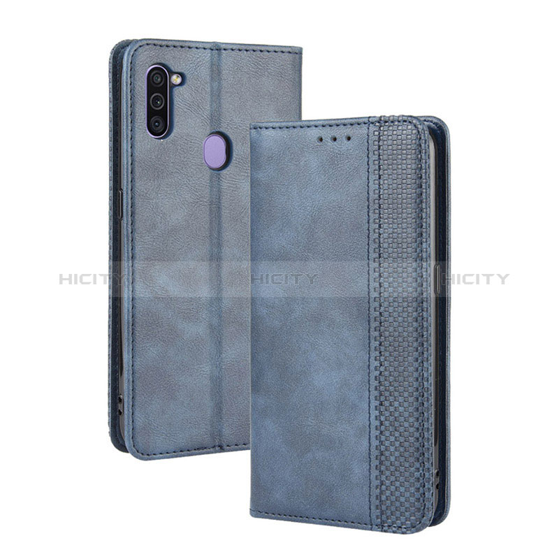 Handytasche Stand Schutzhülle Flip Leder Hülle BY4 für Samsung Galaxy M11 Blau