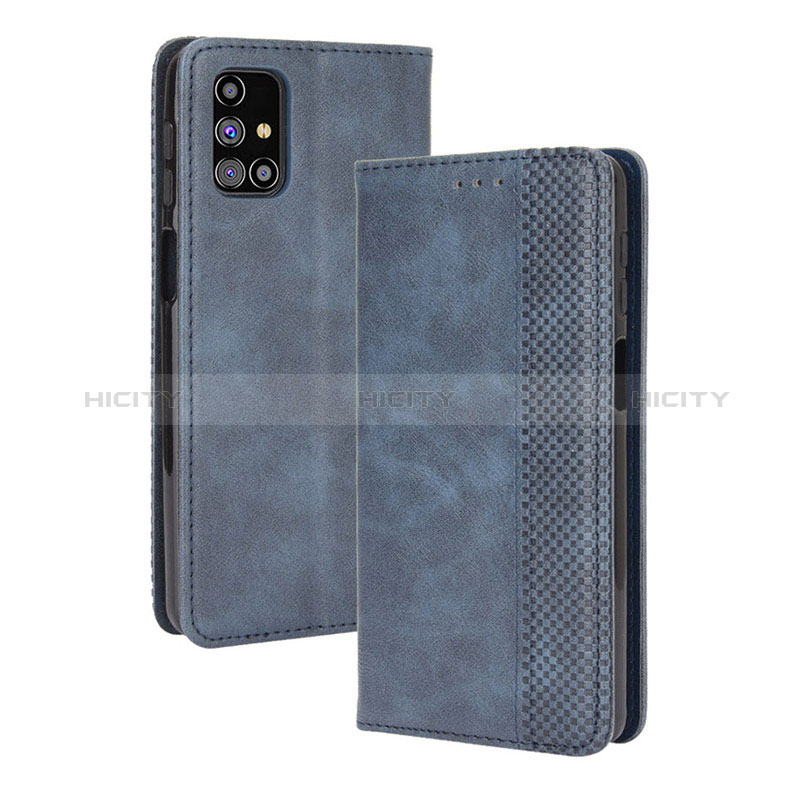 Handytasche Stand Schutzhülle Flip Leder Hülle BY4 für Samsung Galaxy M31s Blau Plus