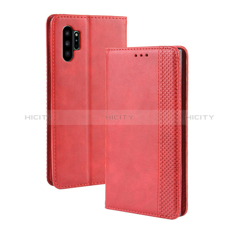 Handytasche Stand Schutzhülle Flip Leder Hülle BY4 für Samsung Galaxy Note 10 Plus 5G Rot Plus