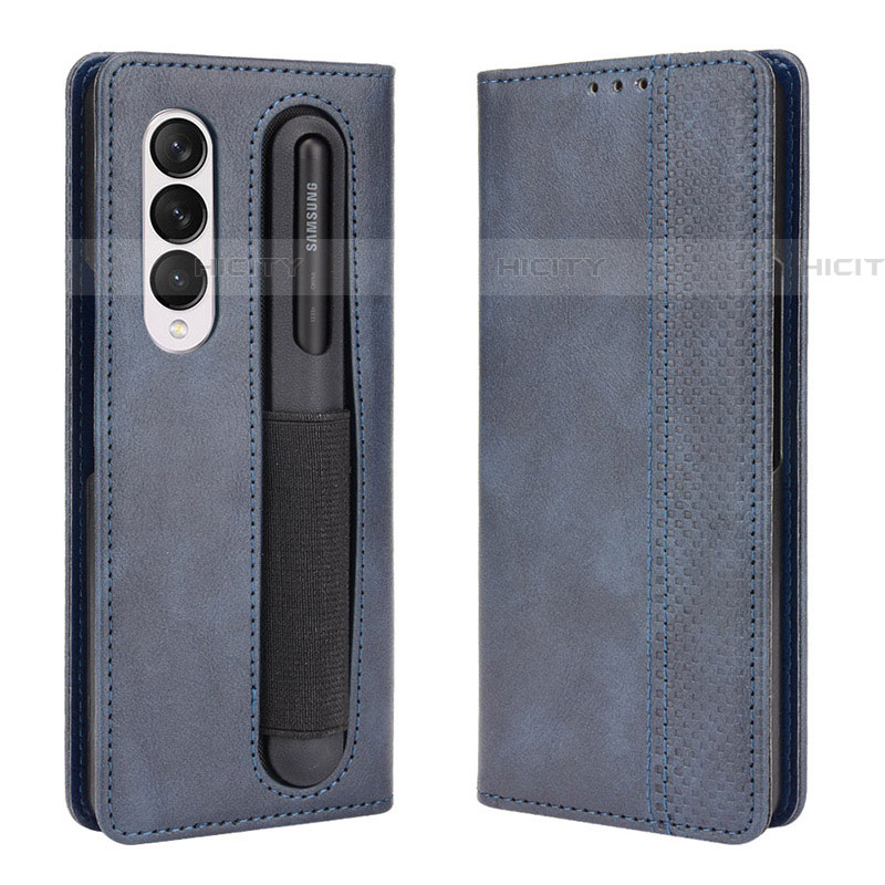 Handytasche Stand Schutzhülle Flip Leder Hülle BY4 für Samsung Galaxy Z Fold4 5G Blau