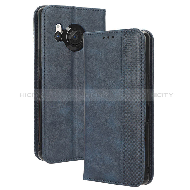 Handytasche Stand Schutzhülle Flip Leder Hülle BY4 für Sharp Aquos R8 Blau