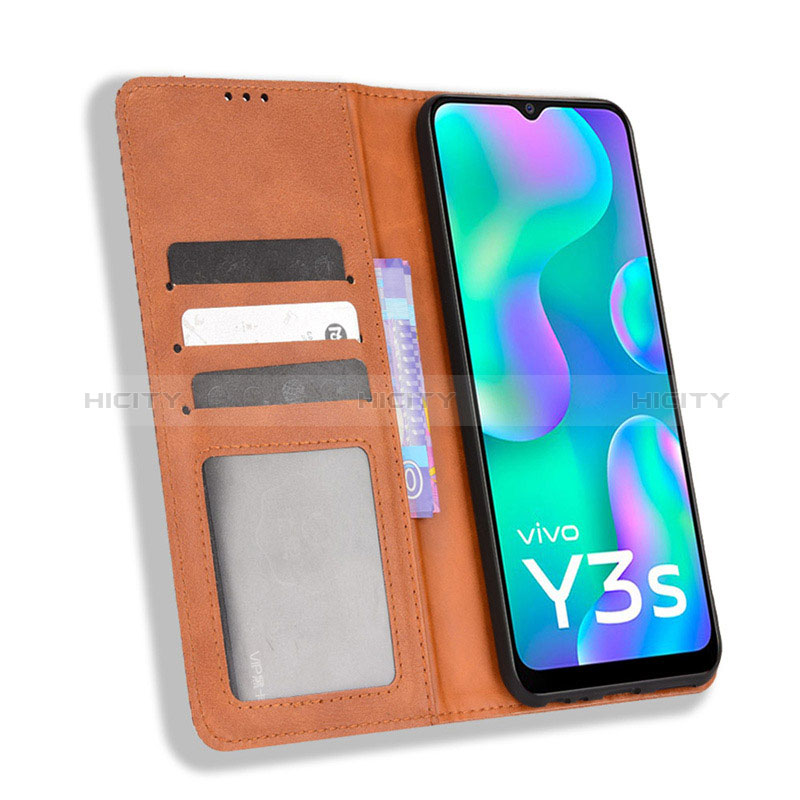 Handytasche Stand Schutzhülle Flip Leder Hülle BY4 für Vivo Y3s (2021) groß