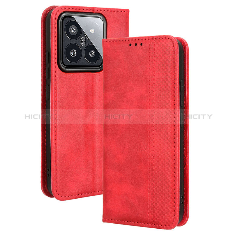 Handytasche Stand Schutzhülle Flip Leder Hülle BY4 für Xiaomi Mi 14 Pro 5G Rot Plus