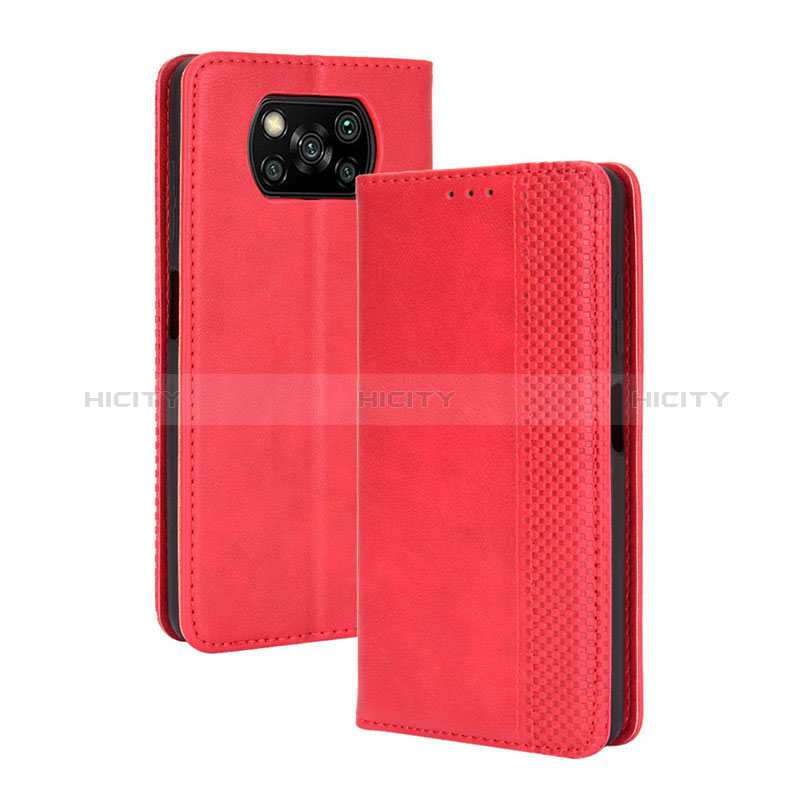 Handytasche Stand Schutzhülle Flip Leder Hülle BY4 für Xiaomi Poco X3 Pro Rot Plus