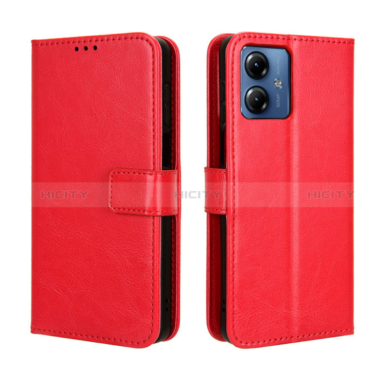 Handytasche Stand Schutzhülle Flip Leder Hülle BY5 für Motorola Moto G14 Rot Plus