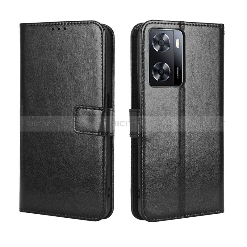 Handytasche Stand Schutzhülle Flip Leder Hülle BY5 für Oppo A77 4G Schwarz