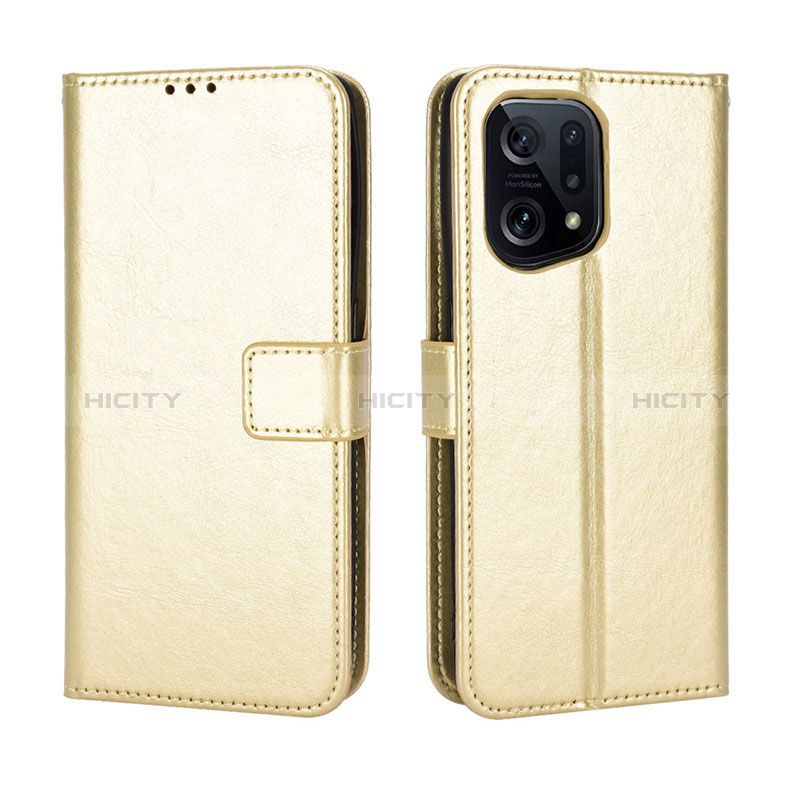 Handytasche Stand Schutzhülle Flip Leder Hülle BY5 für Oppo Find X5 5G Gold