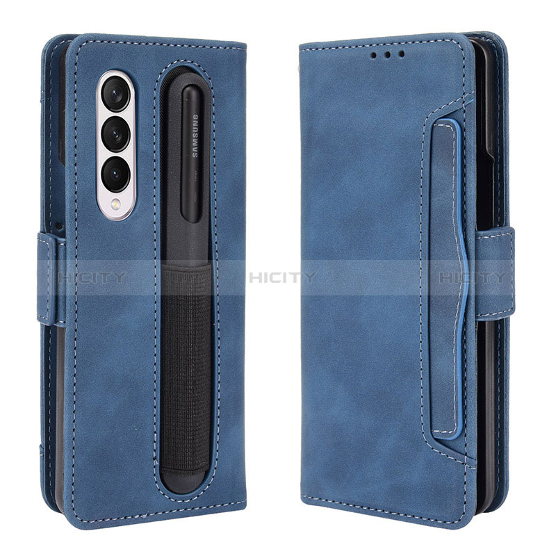 Handytasche Stand Schutzhülle Flip Leder Hülle BY9 für Samsung Galaxy Z Fold3 5G Blau Plus