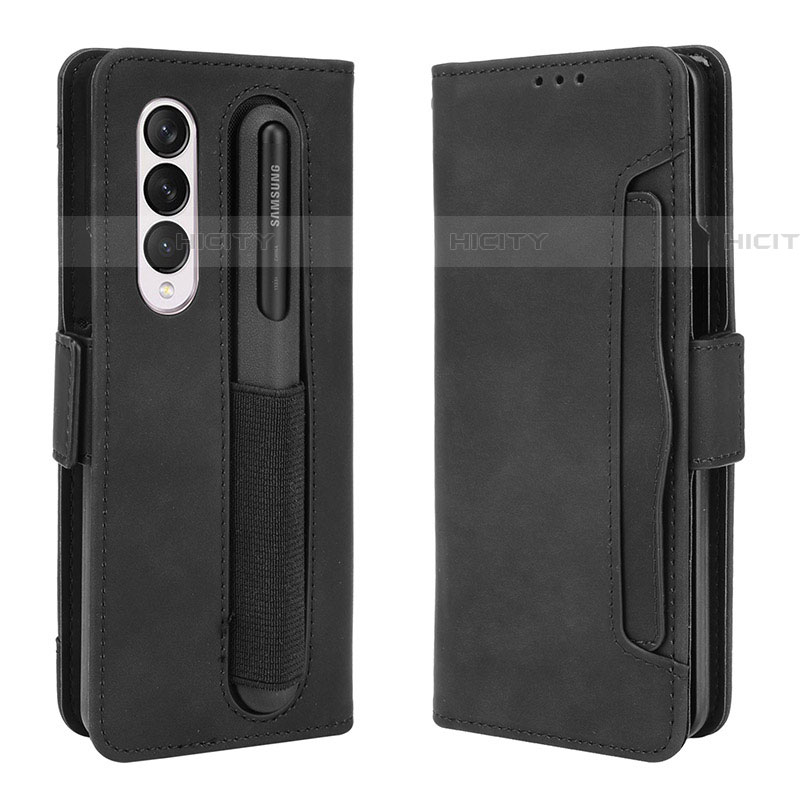 Handytasche Stand Schutzhülle Flip Leder Hülle BY9 für Samsung Galaxy Z Fold4 5G Schwarz