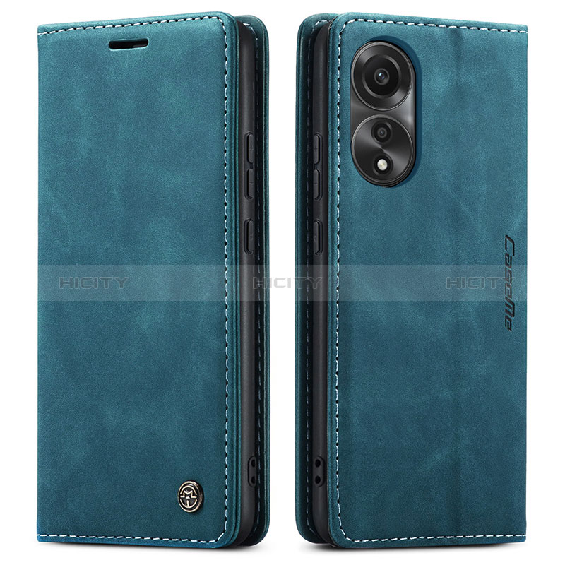 Handytasche Stand Schutzhülle Flip Leder Hülle C01S für Oppo A78 4G Blau