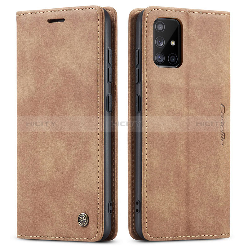 Handytasche Stand Schutzhülle Flip Leder Hülle C01S für Samsung Galaxy A51 4G Hellbraun