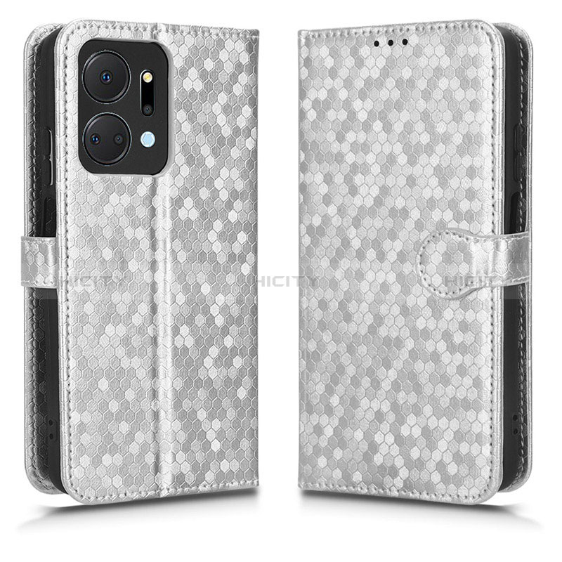 Handytasche Stand Schutzhülle Flip Leder Hülle C01X für Huawei Honor X7a Silber