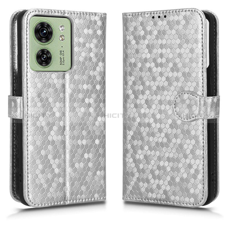 Handytasche Stand Schutzhülle Flip Leder Hülle C01X für Motorola Moto Edge (2023) 5G Silber