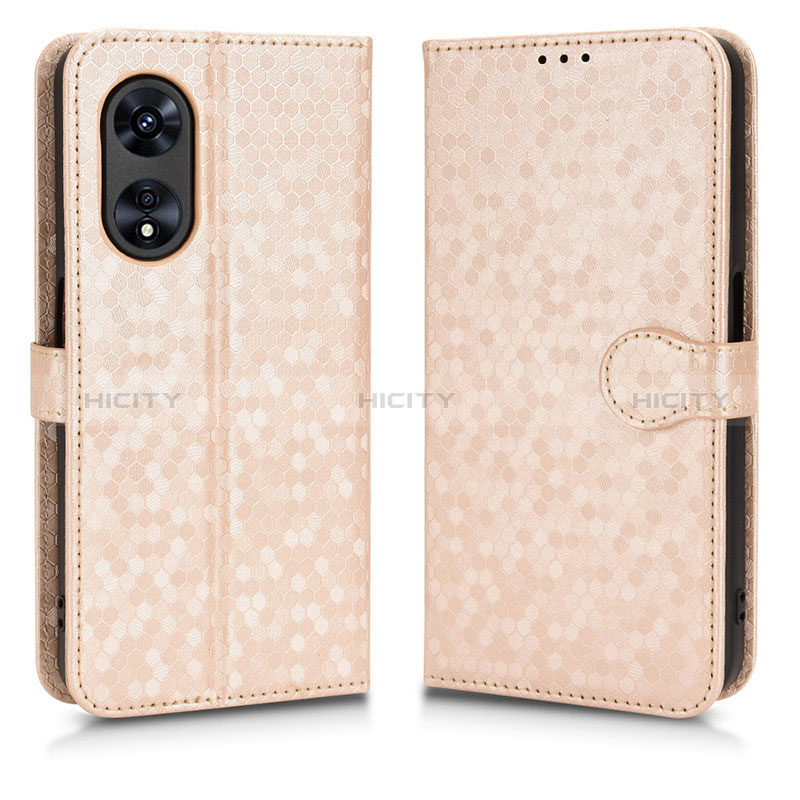 Handytasche Stand Schutzhülle Flip Leder Hülle C01X für Oppo A1 5G Gold