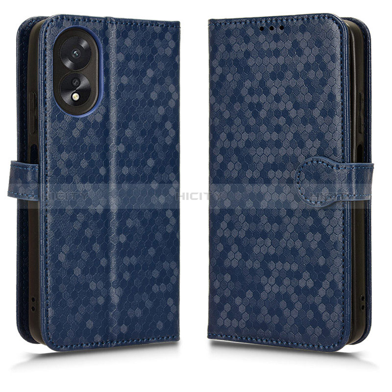 Handytasche Stand Schutzhülle Flip Leder Hülle C01X für Oppo A18 Blau