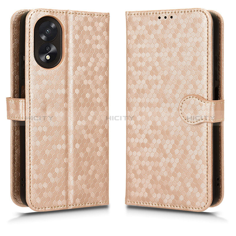 Handytasche Stand Schutzhülle Flip Leder Hülle C01X für Oppo A78 4G Gold