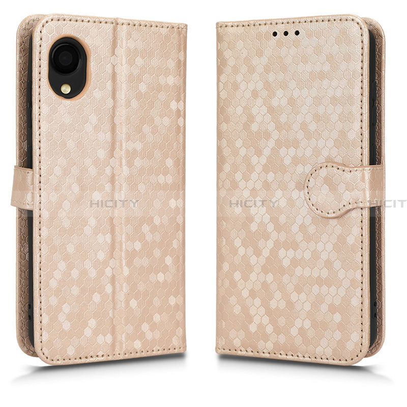 Handytasche Stand Schutzhülle Flip Leder Hülle C01X für Samsung Galaxy A22 5G SC-56B Gold