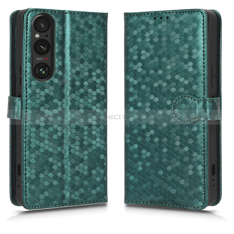 Handytasche Stand Schutzhülle Flip Leder Hülle C01X für Sony Xperia 1 V Grün Plus