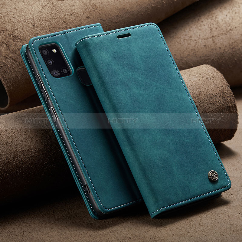 Handytasche Stand Schutzhülle Flip Leder Hülle C02S für Samsung Galaxy A21s Blau