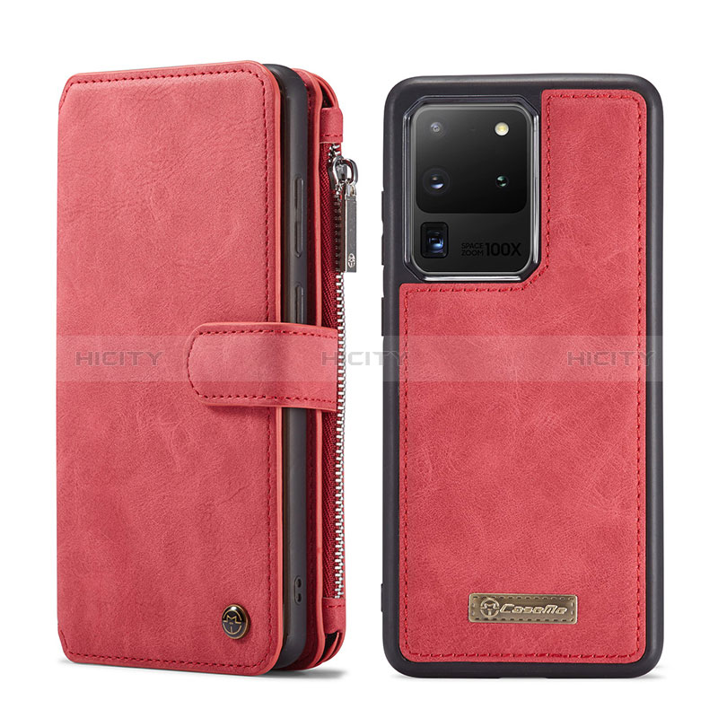 Handytasche Stand Schutzhülle Flip Leder Hülle C02S für Samsung Galaxy S20 Ultra 5G Rot Plus