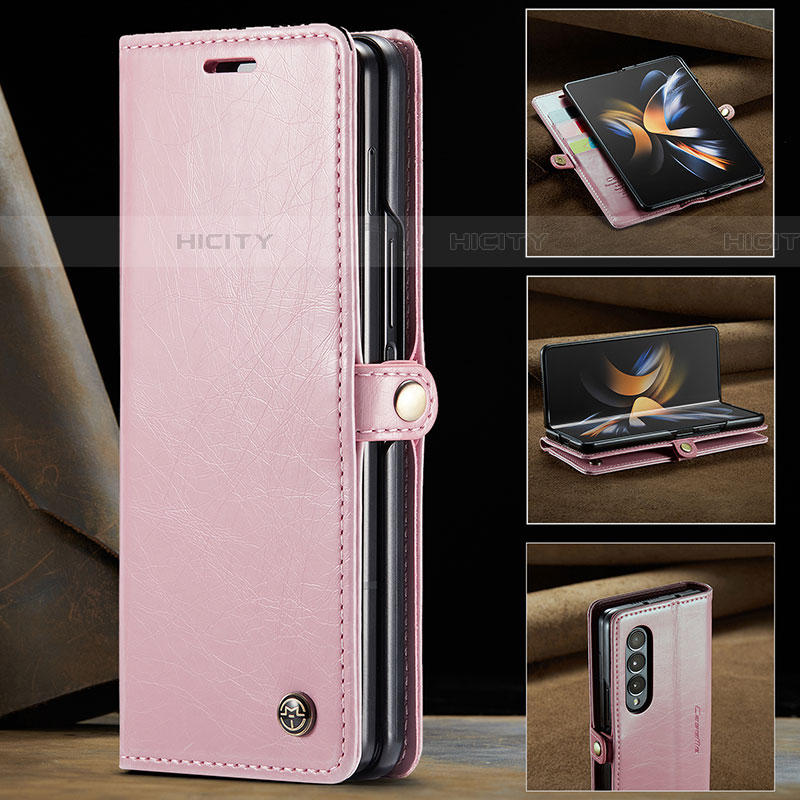 Handytasche Stand Schutzhülle Flip Leder Hülle C02S für Samsung Galaxy Z Fold4 5G Rosegold Plus