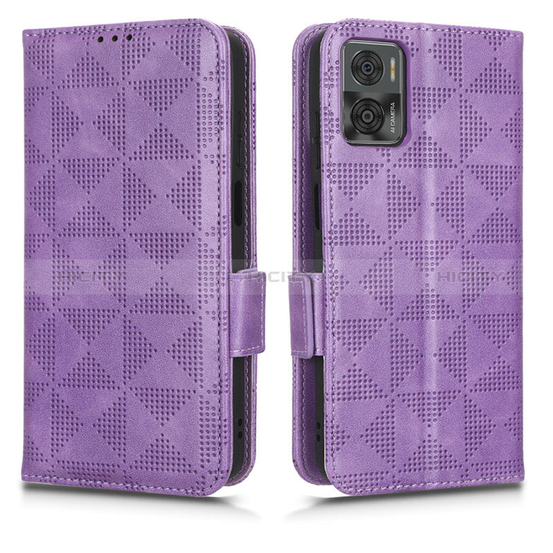 Handytasche Stand Schutzhülle Flip Leder Hülle C02X für Motorola Moto E22 Violett