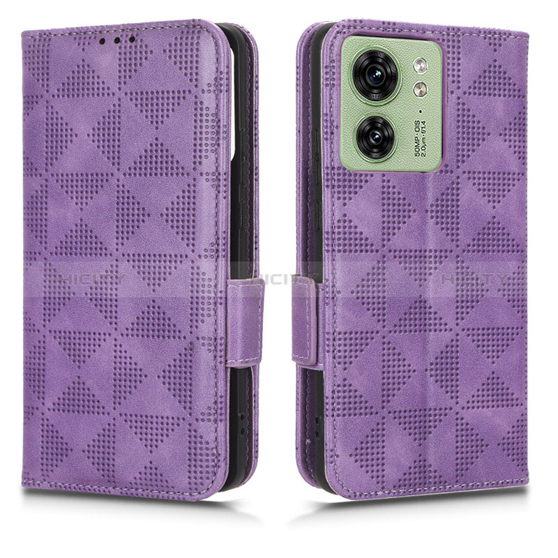 Handytasche Stand Schutzhülle Flip Leder Hülle C02X für Motorola Moto Edge 40 5G Violett