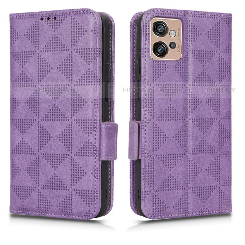 Handytasche Stand Schutzhülle Flip Leder Hülle C02X für Motorola Moto G32 Violett