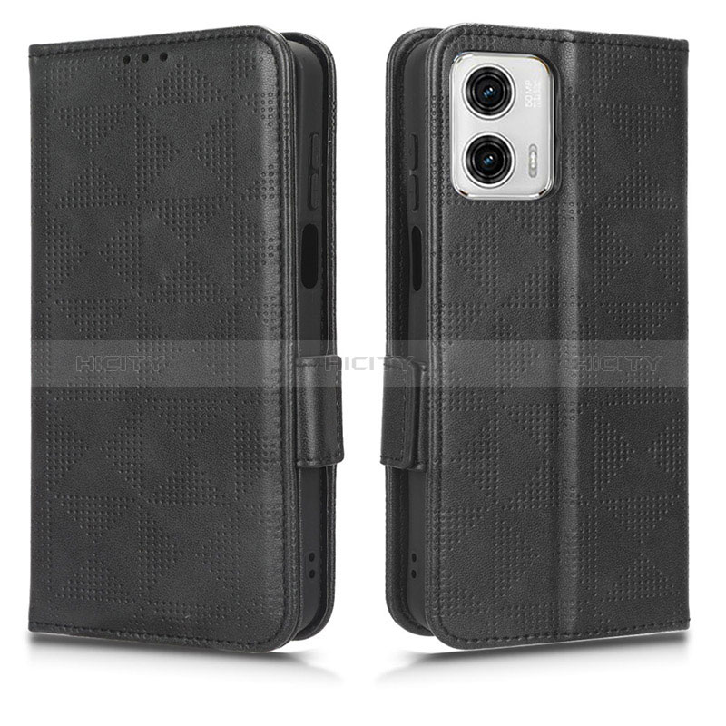 Handytasche Stand Schutzhülle Flip Leder Hülle C02X für Motorola Moto G53j 5G Schwarz