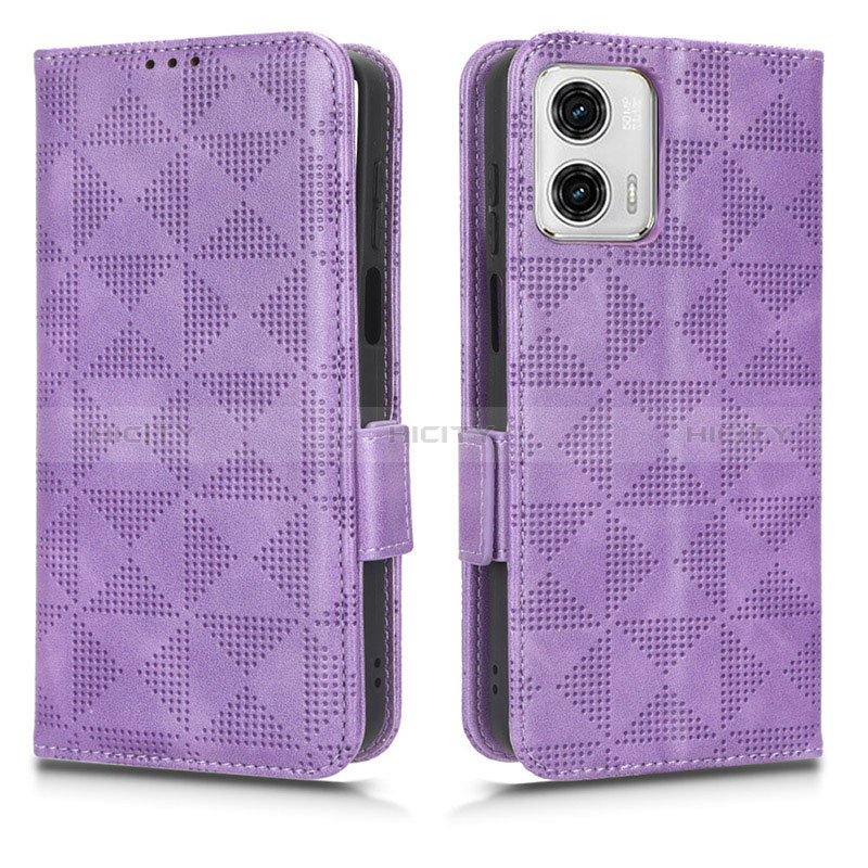 Handytasche Stand Schutzhülle Flip Leder Hülle C02X für Motorola Moto G53j 5G Violett Plus