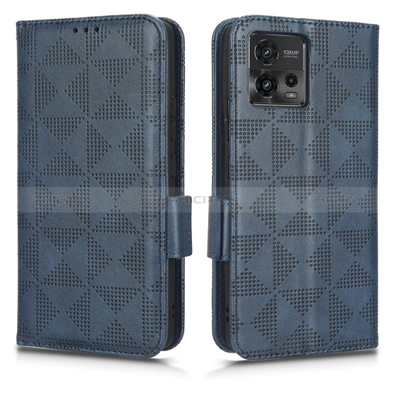 Handytasche Stand Schutzhülle Flip Leder Hülle C02X für Motorola Moto G72 Blau