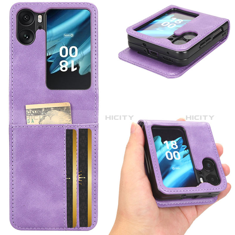 Handytasche Stand Schutzhülle Flip Leder Hülle C02X für Oppo Find N2 Flip 5G Violett Plus