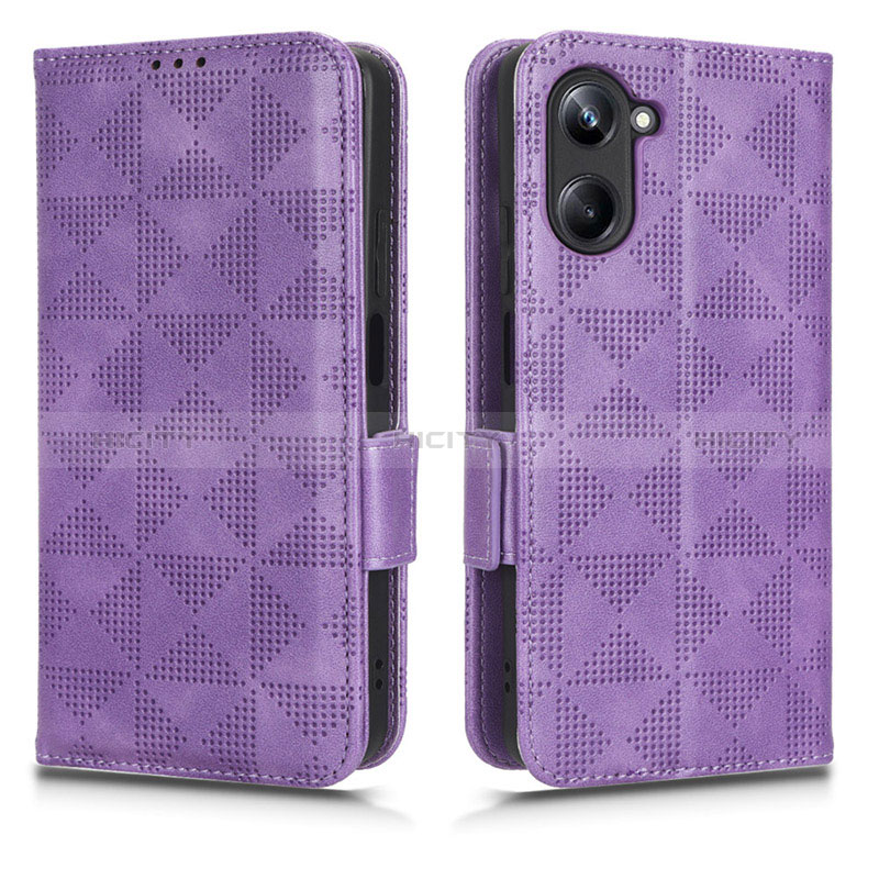 Handytasche Stand Schutzhülle Flip Leder Hülle C02X für Realme 10 Pro 5G Violett