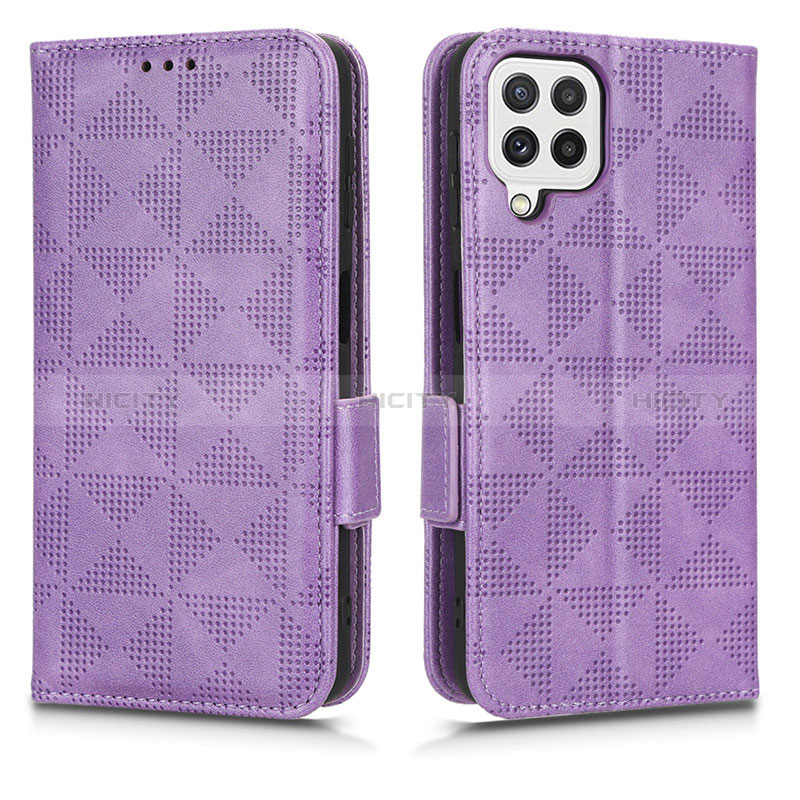 Handytasche Stand Schutzhülle Flip Leder Hülle C02X für Samsung Galaxy A12 Nacho Violett Plus