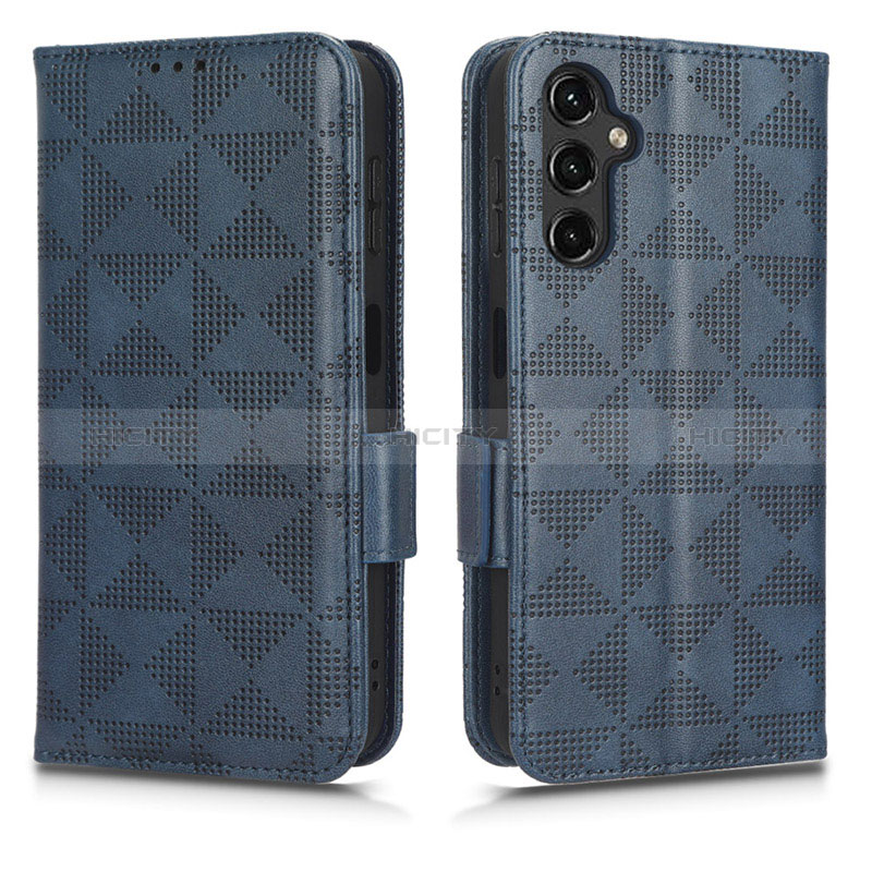 Handytasche Stand Schutzhülle Flip Leder Hülle C02X für Samsung Galaxy A14 4G Blau Plus