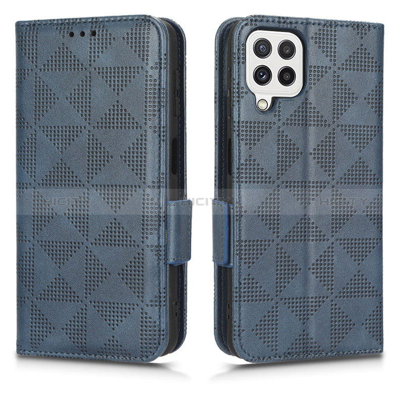 Handytasche Stand Schutzhülle Flip Leder Hülle C02X für Samsung Galaxy F12 Blau Plus
