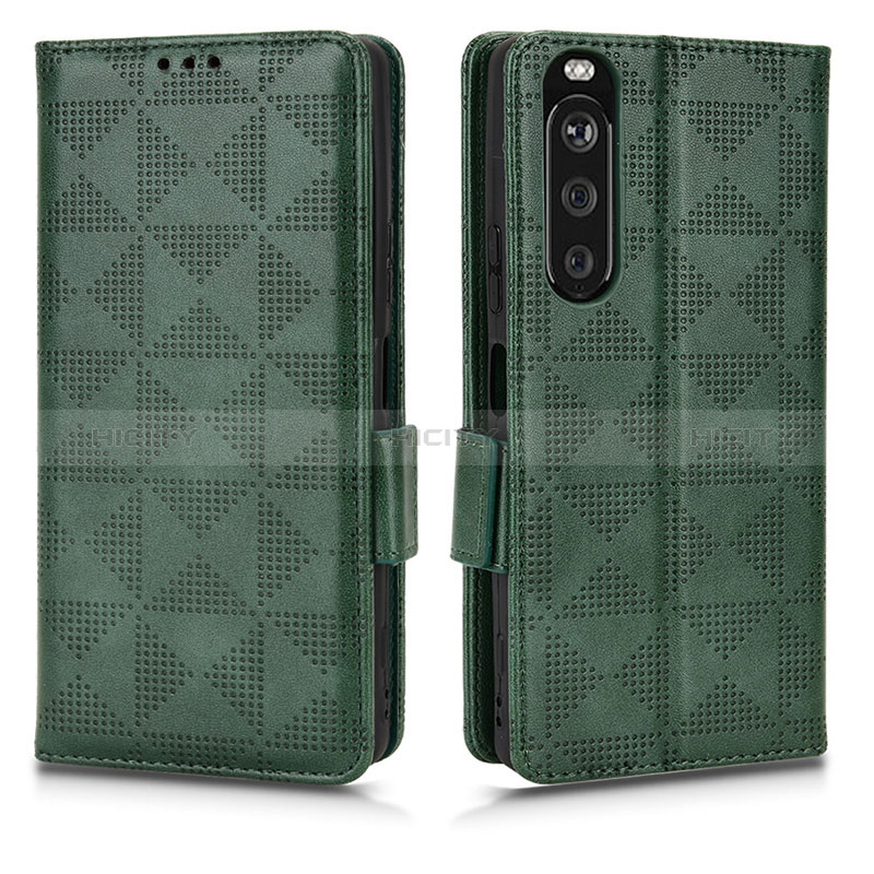 Handytasche Stand Schutzhülle Flip Leder Hülle C02X für Sony Xperia 1 III Grün