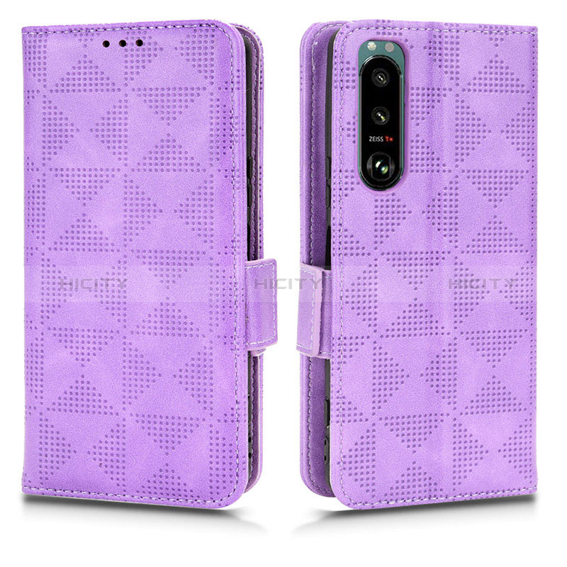 Handytasche Stand Schutzhülle Flip Leder Hülle C02X für Sony Xperia 5 III SO-53B Violett