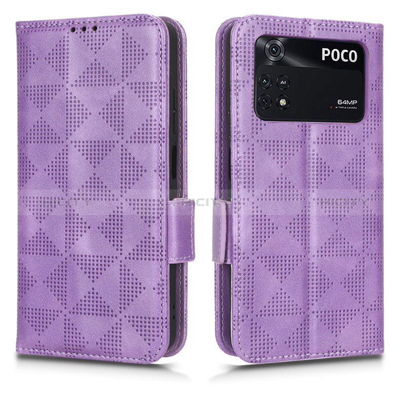 Handytasche Stand Schutzhülle Flip Leder Hülle C02X für Xiaomi Poco M4 Pro 4G Violett